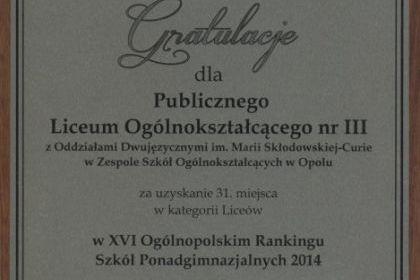 Gratulacje i dyplomy dla laureataów tegorocznego rankingu „Perspektyw” 