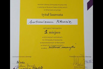Olimpiada Artystyczna 2016/2017 w dziale muzyki 