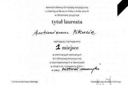 Olimpiada Artystyczna 2016/2017 w dziale muzyki 