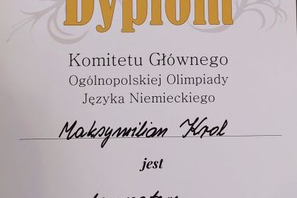 LAUREAT 48. OLIMPIADY JĘZYKA NIEMIECKIEGO 
