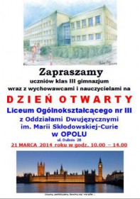 DZIEŃ OTWARTY W III LO W OPOLU