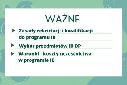 Kwalifikacja do klasy 3  International Baccalaureate Diploma Programme