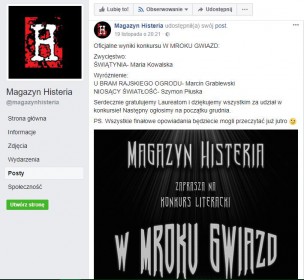 Konkurs literacki „W mroku gwiazd”