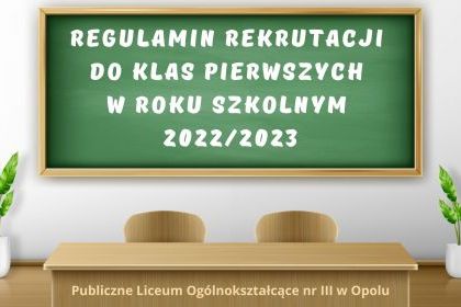 Regulamin rekrutacji w roku szkolnym 2022/2023