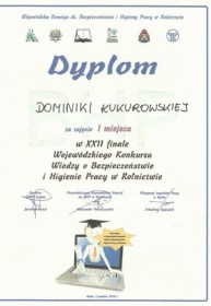 XXII finał Wojewódzkiego Konkursu Wiedzy o Bezpieczeństwie i Higienie Pracy w Rolnictwie